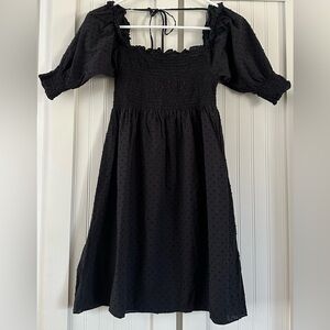 Hill House Home The Nap Dress Black Swiss Dot Size XS